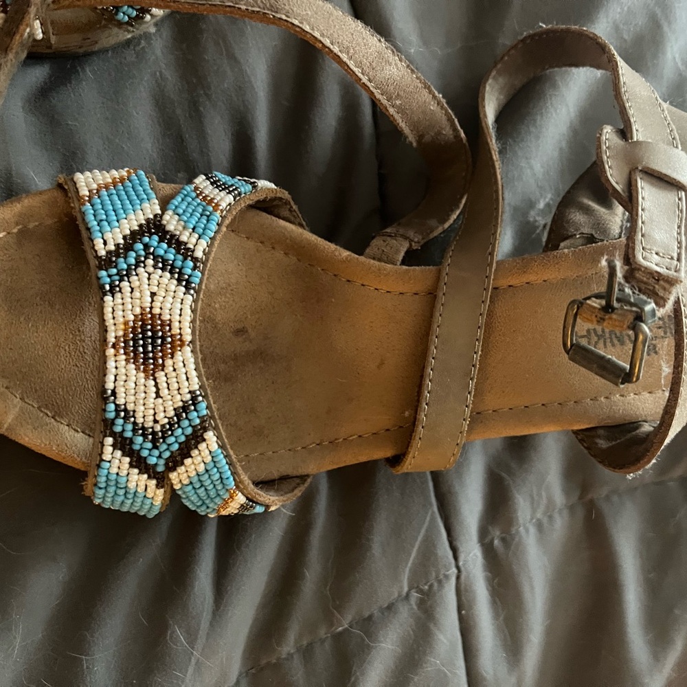 Beaded Sandals with Blue Accents